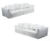 Italian Pair of Designer Modern White Sofa Couches: A quality high end matched pair of contemporary Italian designer sofa couches, for home or office. A Modernist design