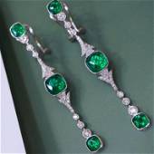 18K Gold 3.50 CT Emerald & Diamond Earrings