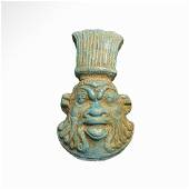 Egyptian Turquoise Faience Amulet of Bes, c. 600 B.C.