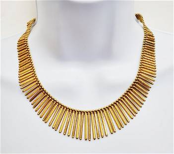 Cartier 18k Gold Signed Numbered Mid Century Modernist Graduated Supple Necklace: Described By:Michelle NRODD 48233 Title:Cartier 18k Gold Signed Numbered Mid Century Modernist Graduated Supple Necklace Description: Cartier 18k Gold Signed Numbered Mid Century Modernist Graduated S