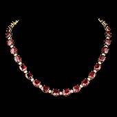 18k Gold 115.00ct Ruby 1.85ct Diamond Necklace