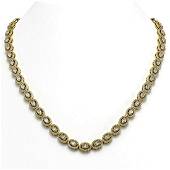 21.69 ctw Oval Cut Diamond Micro Pave Necklace 18K Yellow Gold