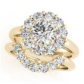 Natural 3 CTW Diamond Engagement Ring SET 14K Yellow Gold