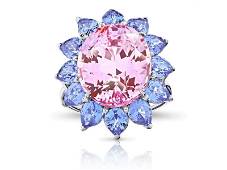 David Gross Oval Pink Natural No Heat Sapphire And Platinum Ring