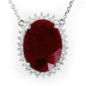 19.25 ctw Ruby & Diamond Necklace 18k White Gold