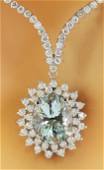 11.75 Carat Aquamarine 18K White Gold Diamond Necklace