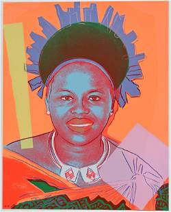 Andy Warhol (1928 - 1987) Queen Ntombi (HC 1/3): Andy Warhol (American, 1928 - 1987) "Queen Ntombi Twala of Swaziland" from Reigning Queens - 1985 Pencil signed and numbered (HC 1/3) lower margin. Screenprint in colors on Lenox Museum Board Literatu