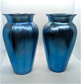 Pair of Blue Durand Vases
