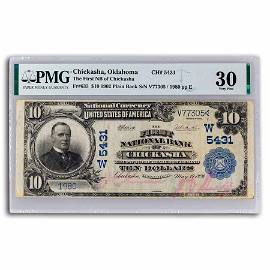 1902 Plain Back $10 Chickasha, OK VF-30 PMG (Fr#633) CH#5431