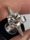Stunning Platinum & Diamond Engagement Ring: Stunning Platinum & Diamond Engagement Ring Size (6.75) tapered shank ring with a (1.33ct) full cut round brilliant round
